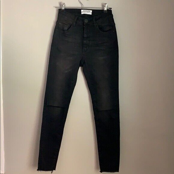 One x One Teaspoon Freebird II Distressed Black Skinny Jeans Women's 25 - Picture 4 of 7
